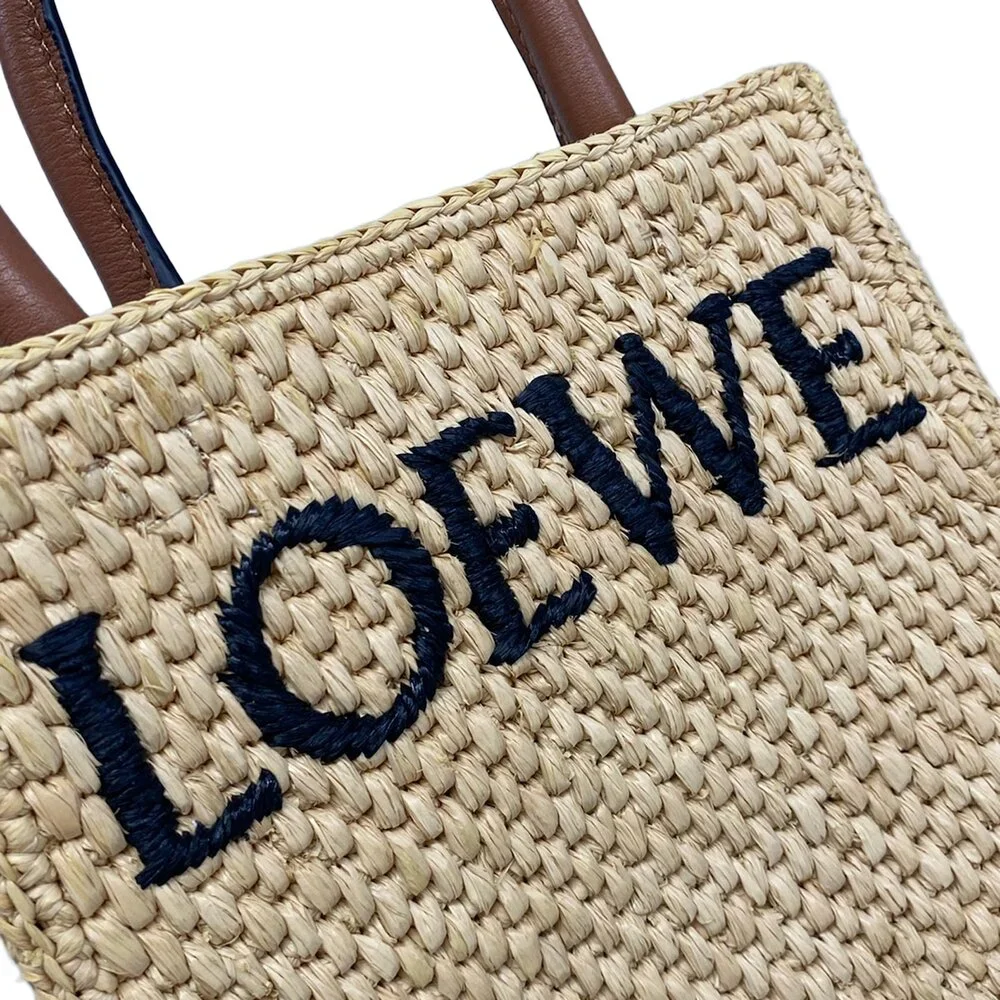 Loewe Standard A5 Handbag A563S30X05 Beige Black Brown Raffia Leather